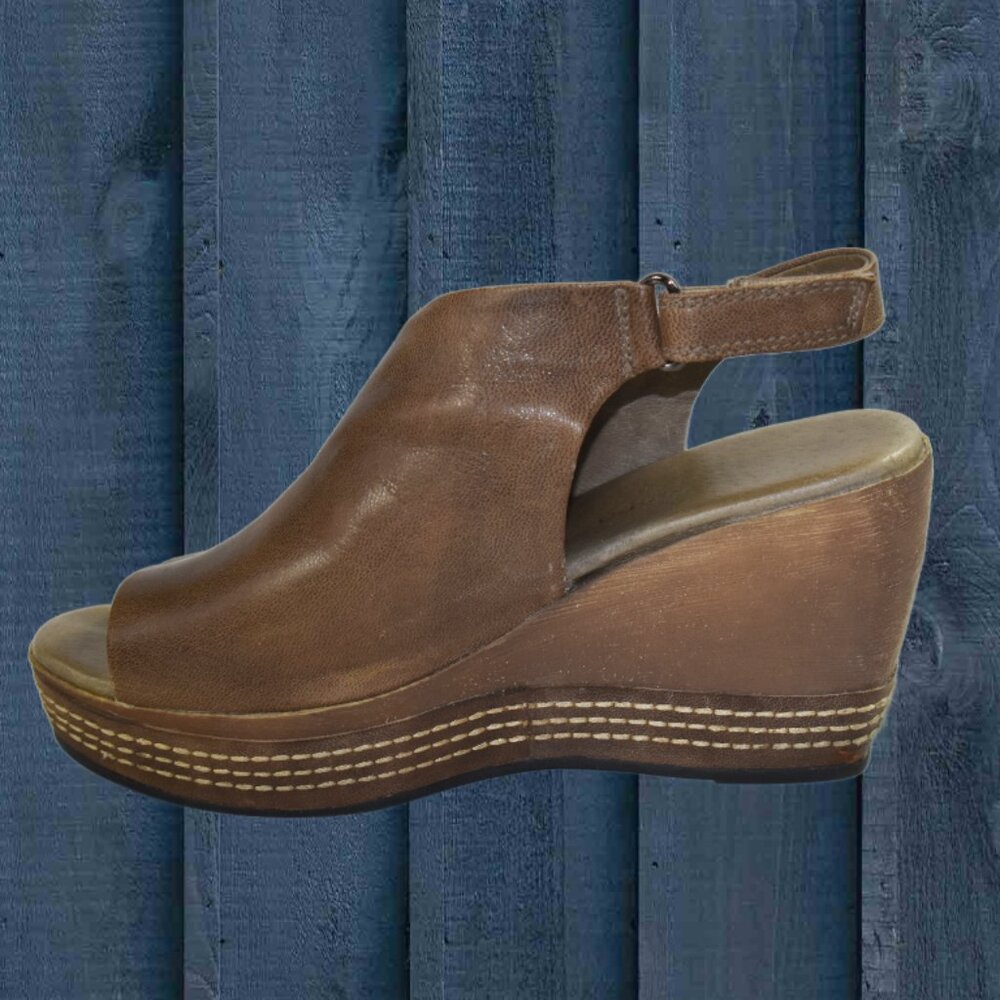 Antelope Geri Taupe Leather Platform Wedge Size 39 (US 8 -8.5) - Picture 8 of 11